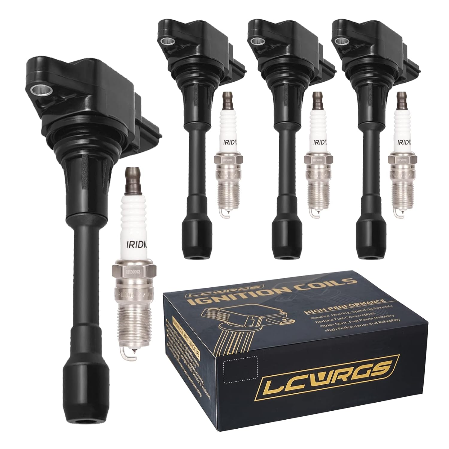 Set of 4 Ignition Coils and Spark Plugs for 2007-2013 Nissan