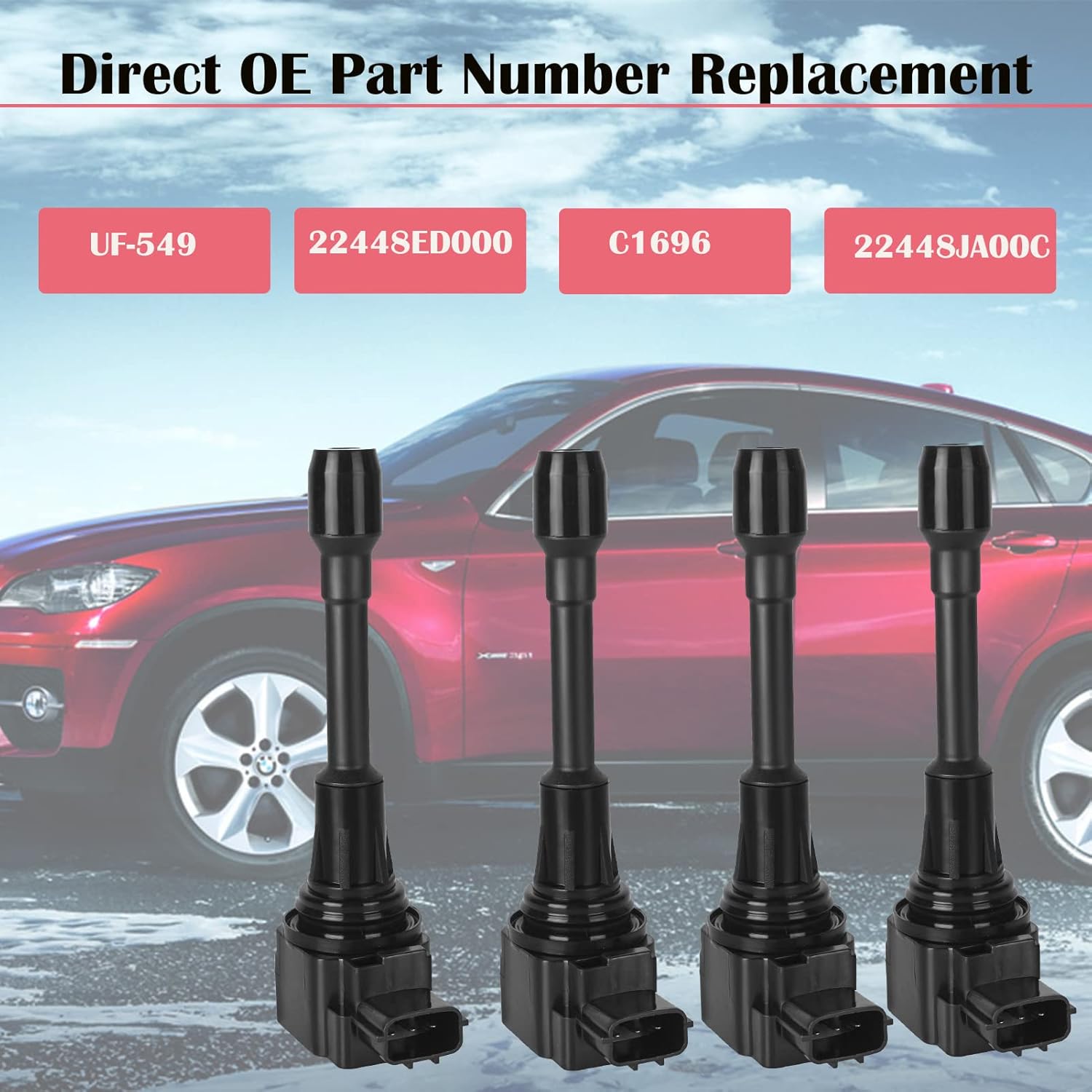 Set of 4 Ignition Coils and Spark Plugs for 2007-2013 Nissan
