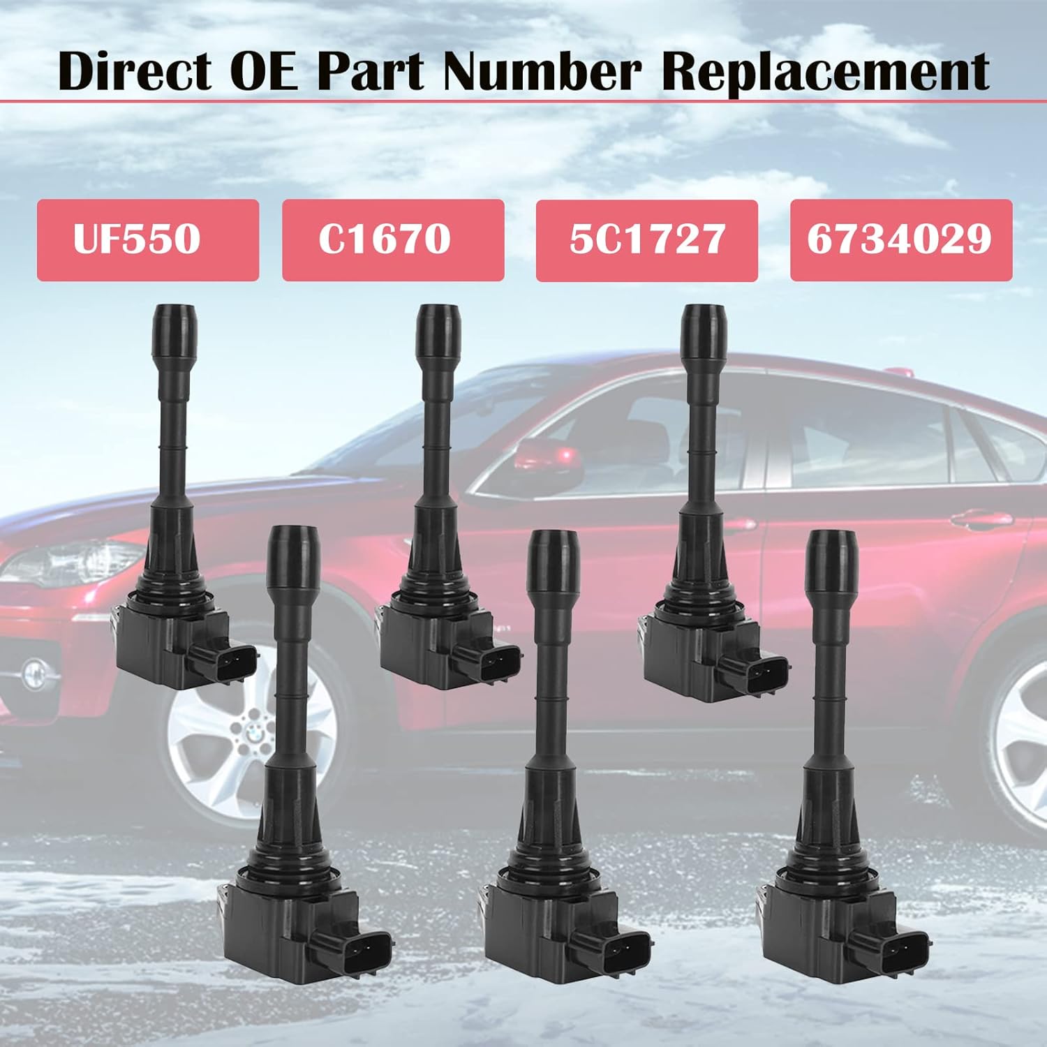 Set of 6 Ignition Coils and Spark Plugs for 2009-2016 Nissan and Infiniti