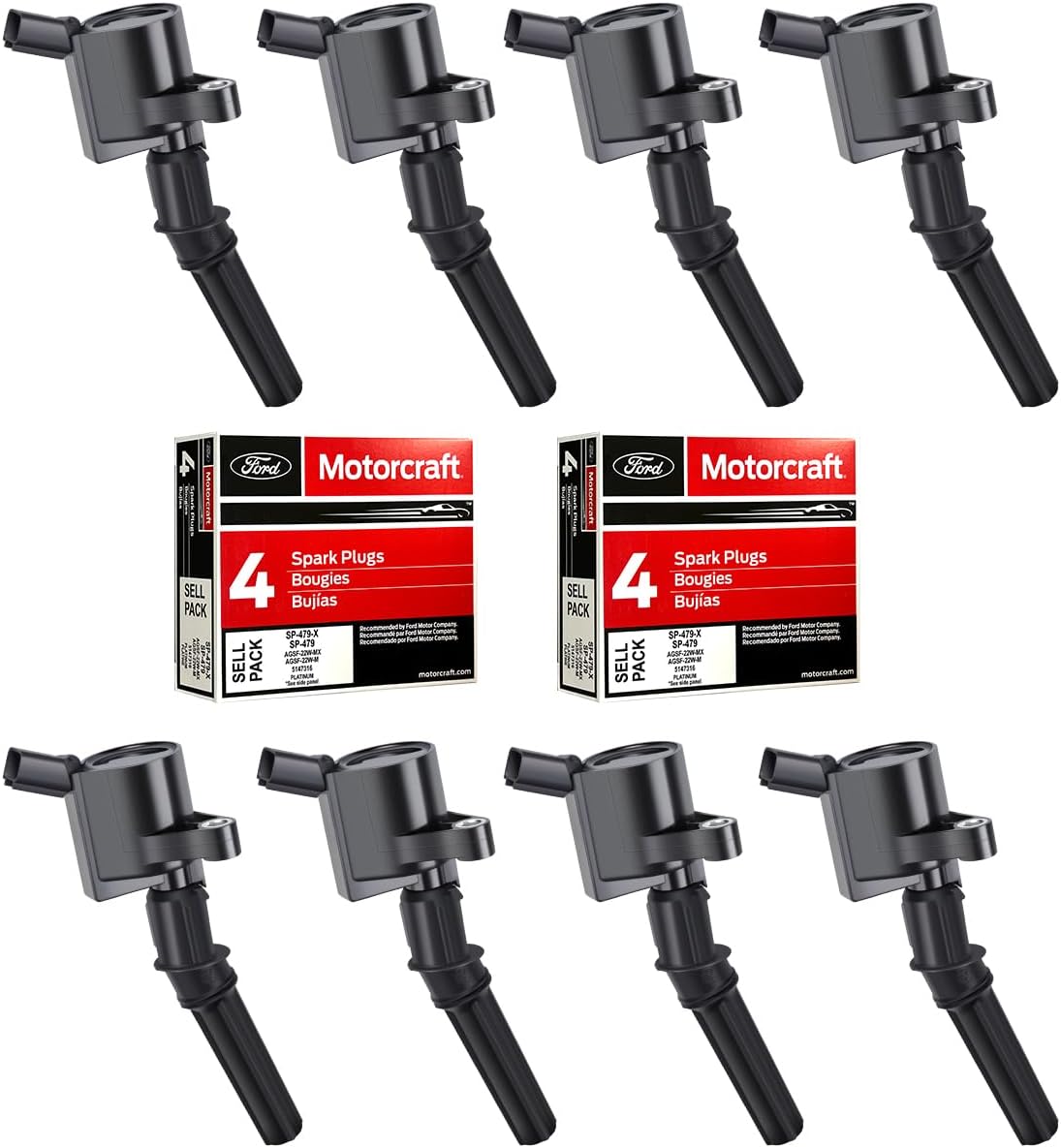 Set of 8 Ignition Coil DG508 and Spark Plugs for Ford Lincoln Mercury
