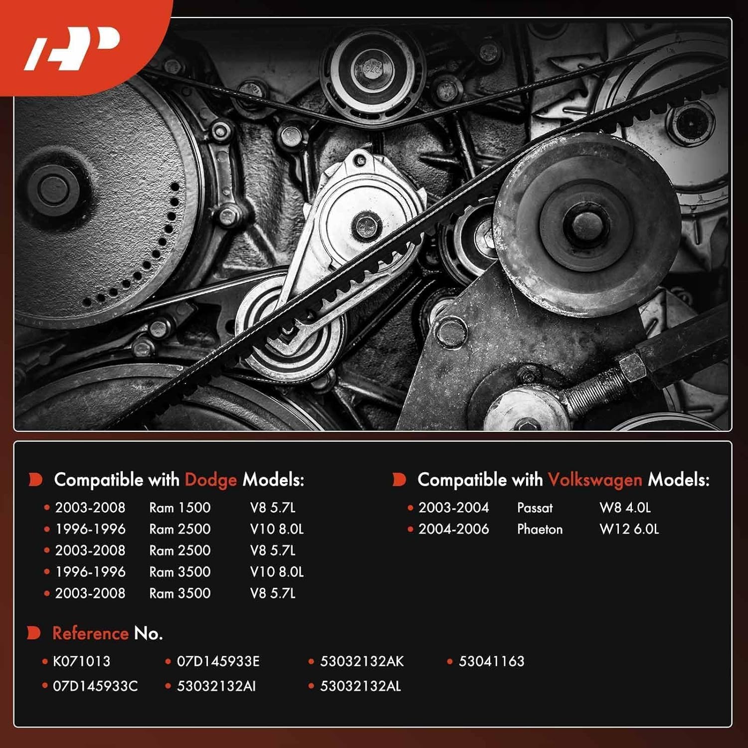Engine Serpentine Drive Belt for variuos 2003-2008 Dodge Ram and VW
