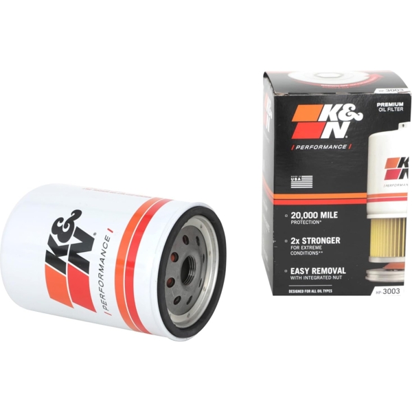 K&N Premium Oil Filter with Wrench Off Nut for select 2001-2019 Chevrolet GMC and Hummer models