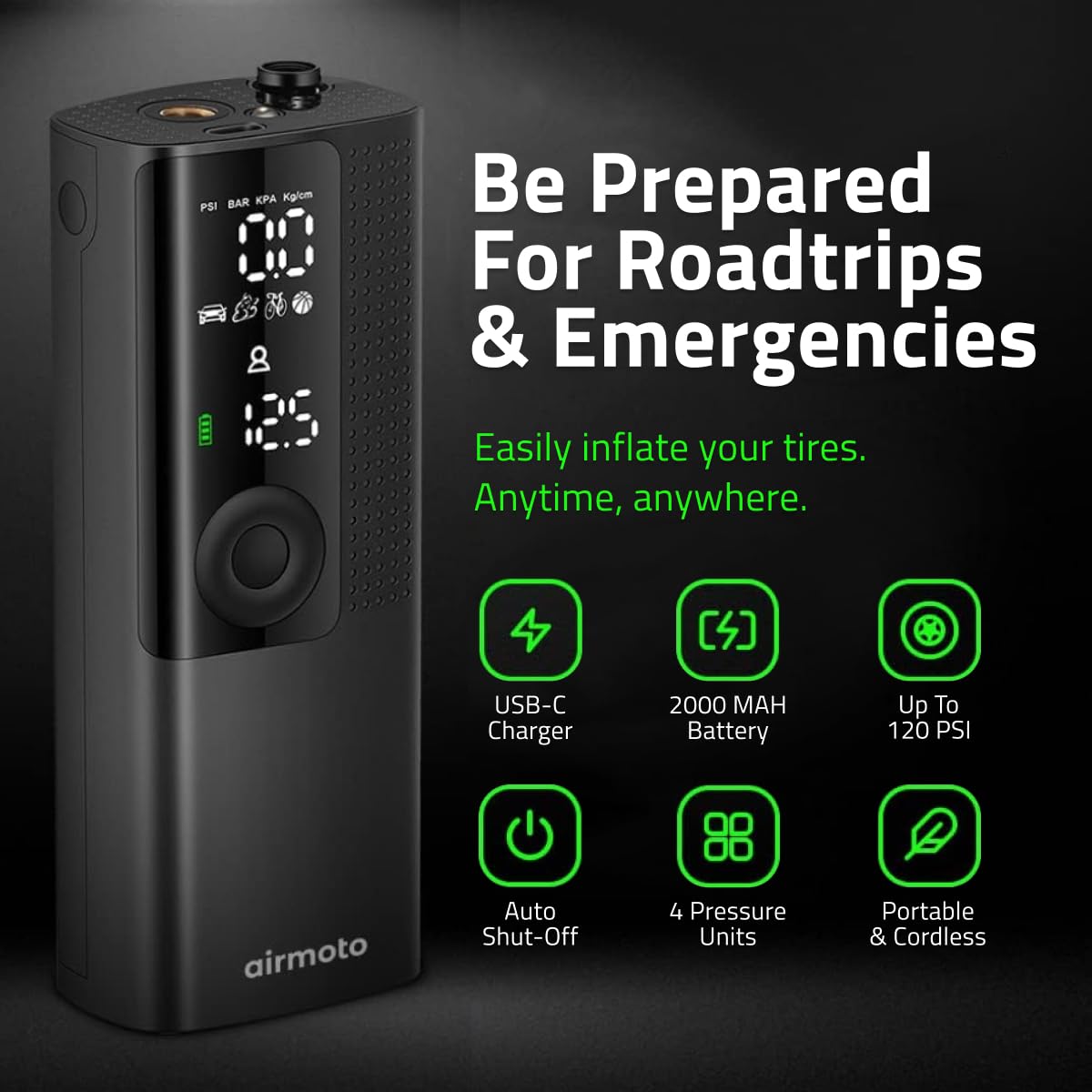 Portable Tire Inflator Air Compressor with Digital Pressure Gauge