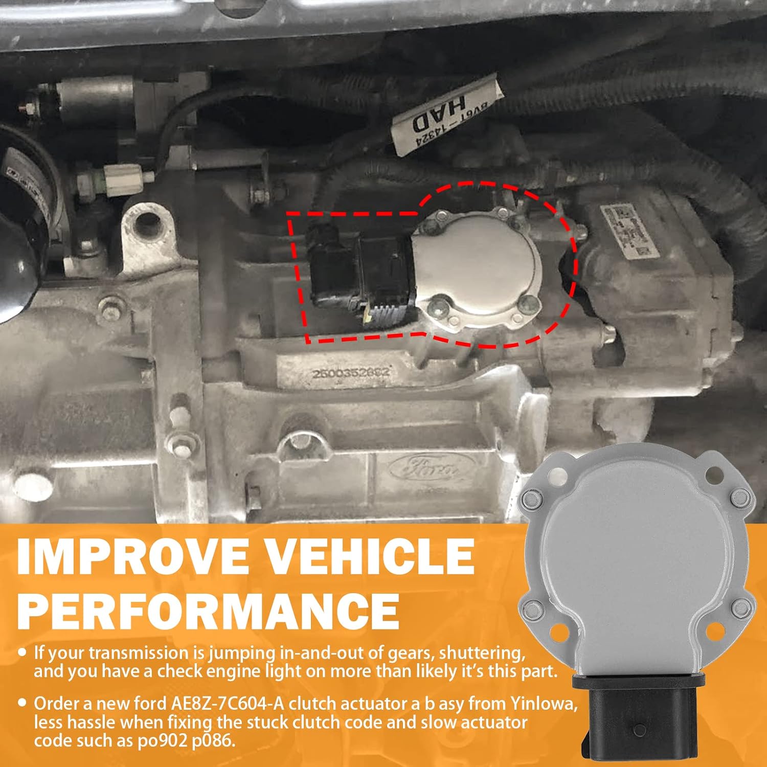 Set of 2 Automatic Transmission Clutch Actuators A and B for 2012-2017 Ford Focus and Fiesta AE8Z-7C604-A