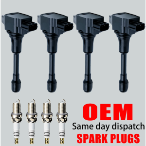 Set of 4 OEM Ignition Coils UF549 with 4 Iridium Spark Plugs for Nissan Altima Rogue and Versa